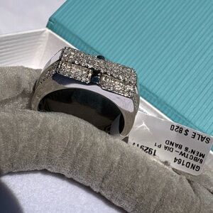 925 Sterling Silver Real Diamond 5/8 CTW Micro Pave Wide Band Ring Size 10 Mens